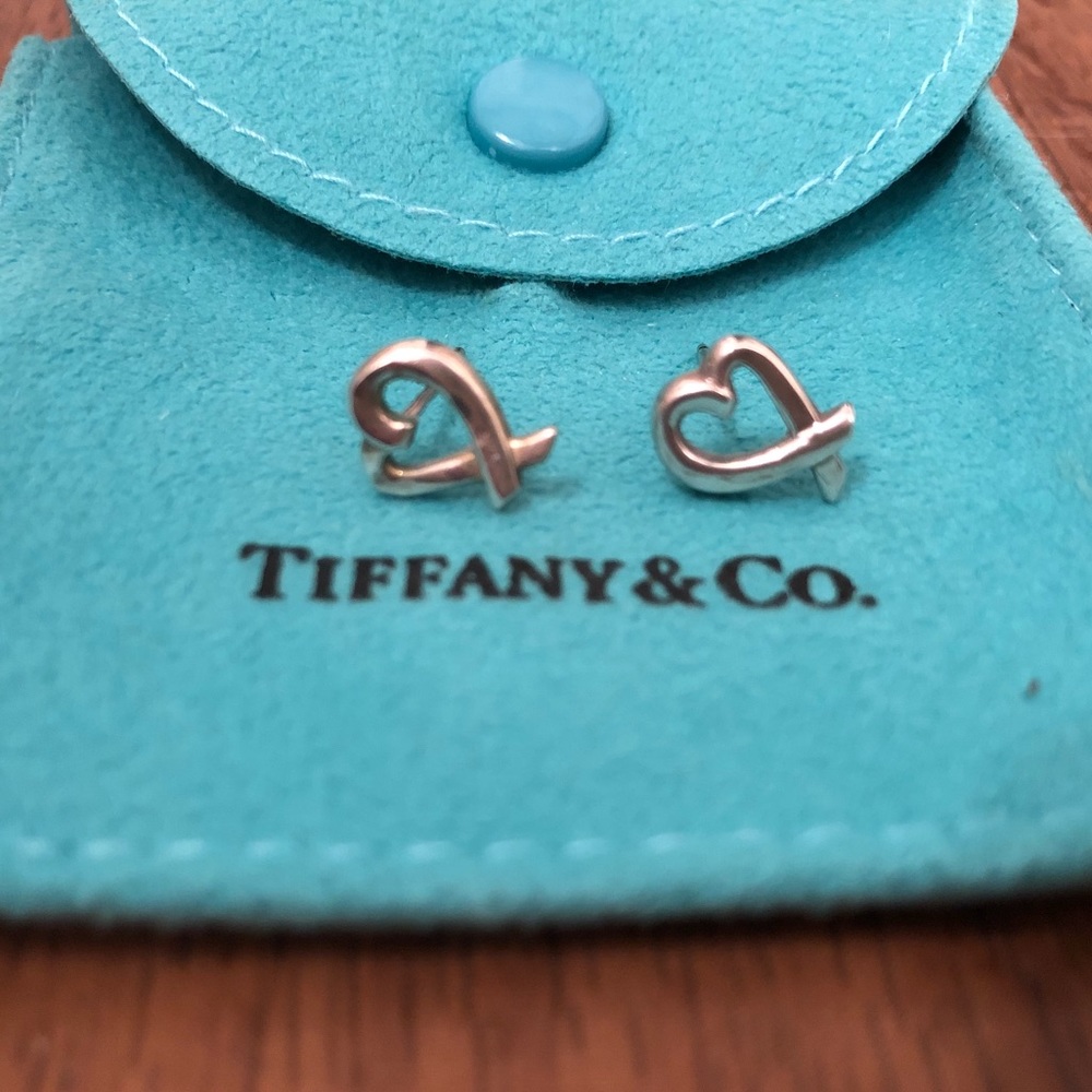 Tiffany & Co sterling silver loving heart earrings